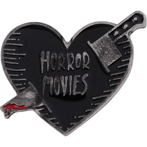 I love Horror Movies Enamel Brooch Pin Metal Lapel Pin Clothes Decoration