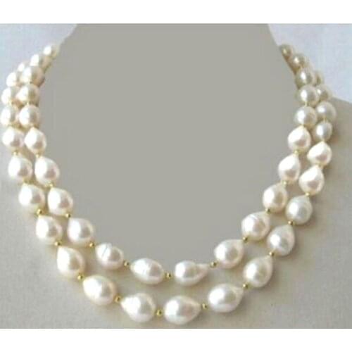 36'' Pearl necklace of natural South China Sea southsea natural white rice