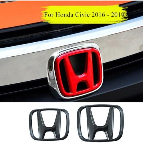 1Pcs 3D ABS Front Grille Logo Badge Car Steering Wheel Trunk Emblem Car Styling For Honda Civic 2016 2017 2018 2019 Accessories
