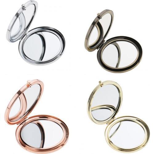 1 Pieces Travel Premium Folding Pocket Compact Makeup Mirror Two-Sided for Makeup Hairstyling Accessories
