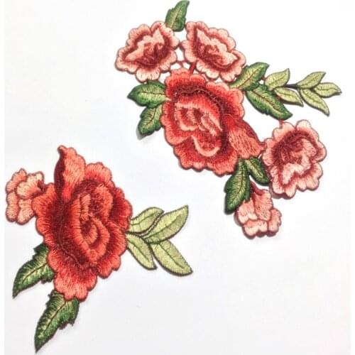 1pcs Classic Vintage Red Flower Embroidery Patches Water-soluble Collar Flower Hollow Embroidery DIY Clothing Applique Accessory