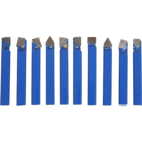 10PCS Metal Carbide CNC Lathe Tools 1/4" Carbide Brazed Tipped Cutter Tool Bits Cutting Set Welding Turning Tool Holder
