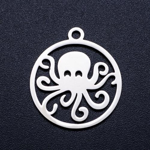 10pcs/lot Octopus DIY Jewelry Charms Wholesale 100% Stainless Steel Dropshipping Charm for Bracelet Making Accept OEM Orders