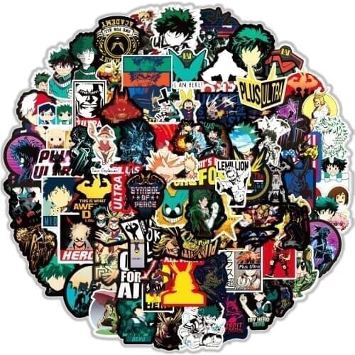 100/Pack Japanese Anime My Hero Academia Graffiti Stickers For Laptop Notebook Skateboard Luggage Decal Cartoon Sticker