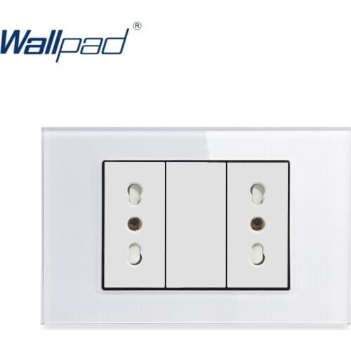 2 Italian Socket Wallpad Luxury Tempered Glass Panel Electric Wall Power Socket Electrical Outlets For Home 16A AC 110-250V