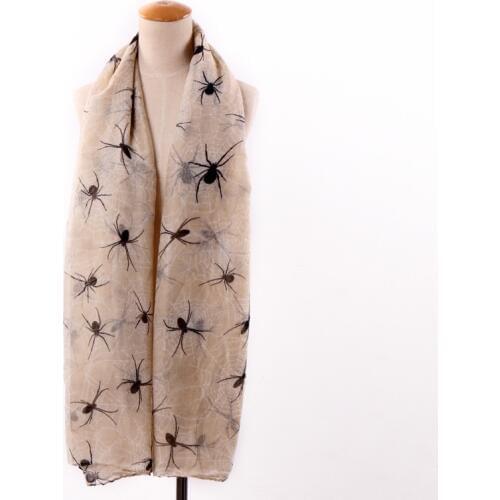 2016 Fashion Women Spider Print Scarf Shawls Animal Print Voile Wrap Hijab Wholesale 10pcs/LOT Free Shipping