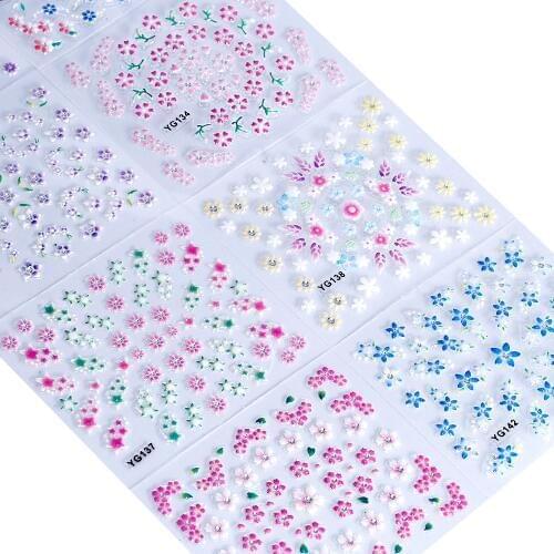 24Sheets/Lot Nail Sticker 24 Designs Rose Flower/Butterfly Pattern 3D Nail Sticker Nails Art Decals NTL-17