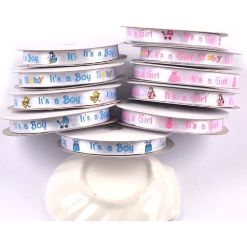 5yards/20yards Pink/Blue Baby Party Decorations Ribbons For Crafts Supplies Handmade Sewing Wrapping Gift DIY Accessories 12mm