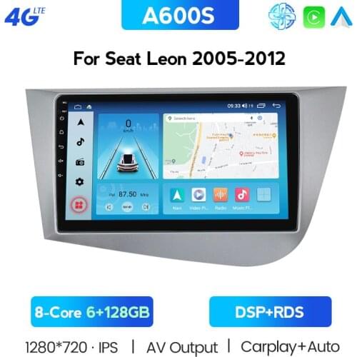 6G+128G Car Radio Android 10 For Seat Leon 2 MK2 2005-2012 GPS Navigation 4G WIFI 2 USB Android Auto BT Carplay NO CD DVD Player