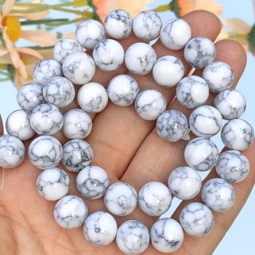 White Howlite Turquoises Perles Round Loose Spacer Beads For Jewelry Making DIY Charm Bracelet 15"Inch 4 6 8 10 12mm Wholesale