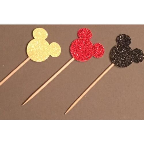 Glitter mouse baby shower Birthday Cupcake Toppers wedding baptism Gender Reveal Party Decor food treats picks