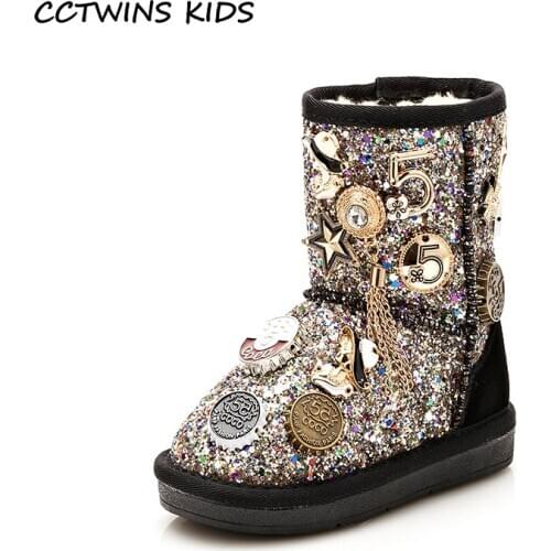 CCTWINS Kids Boots 2020 Winter Snow Boots Children Fashion Boots Baby Shoes Girls Glitter Boots Toddlers Warm Fur Shoes SNB228