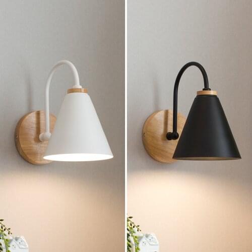 Wooden wall lights bedside wall lamp bedroom wall light sconce for kitchen restaurant modern wall lamp Nordic macaroon sconces