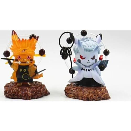 Pokemon Pikachu Cosplay Naruto Obito PVC Action Figure 100mm Anime Pokemon Pikachu Figurine Toys Diorama