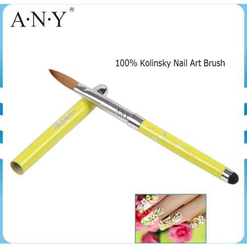 Hot sale ANGNYA Screen Touch Design Yellow Metal Handle Good Gathering Kolinsky Acrylic Nail Brush 8# 10# Single Piece