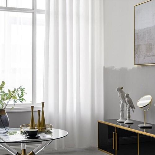 Living room white curtain light-transparent impervious screen curtain finished bedroom white gauze curtain gauze bay window