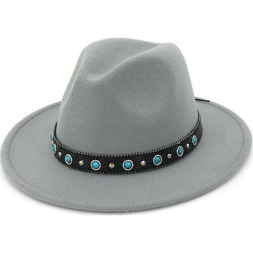 H7582 Women Wool Fedoras Hat Female National Style Fashion Flat Brim Jazz Cap Men Gentleman Church Party High Quality Retro Hats
