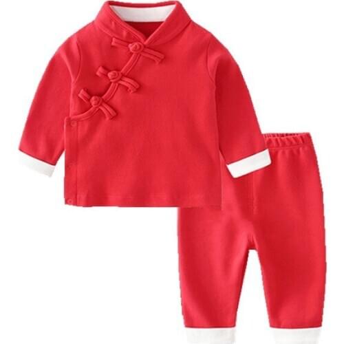 Baby Boys Girls Chinese Red Clothes Set Long Sleeve Traditional Tops with Long Pants 2020 Chinese New Year Costume Baby Set