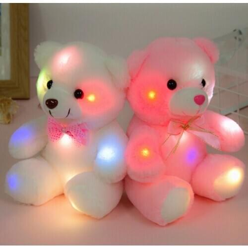 20cm Colorful Glowing Teddy Bear Stuffed Animals Doll Kids Birthday Christmas Gifts Creative Plush Light up Toy