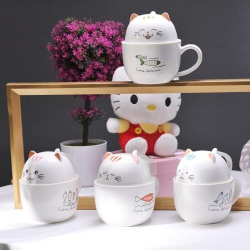 Creative Ceramic Cup Cute Cartoon Cat Coffee Milk Tea Cup Couple Personal Girl Coffee Milk Tea Drinking Good Gift Cups