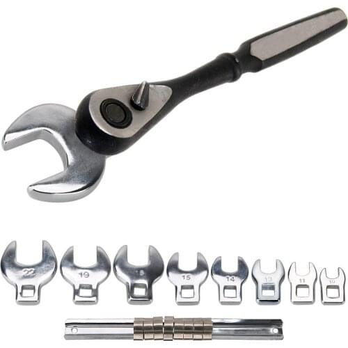 Interchangeable Head Spanner Drive Crowfoot Wrench Set 8 Pcs 3/8 Inch Ratchet Wrench Metric Chrome Plated Car Repair Tools