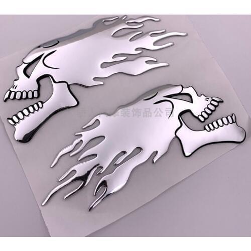 Motorcycle Motorbike Car Scooter Stickers 3D Skull Head Fire Flame Truck Label Emblem Badge Styling for Honda Yamaha Suzuki