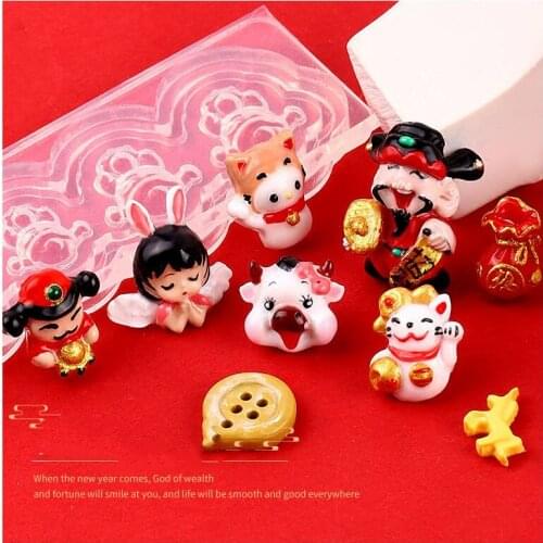New Years Lucky Cat Nail Art Silicone Mold New Years High Transparent 3D Carved Three-dimensional Epoxy Nail Polish Too