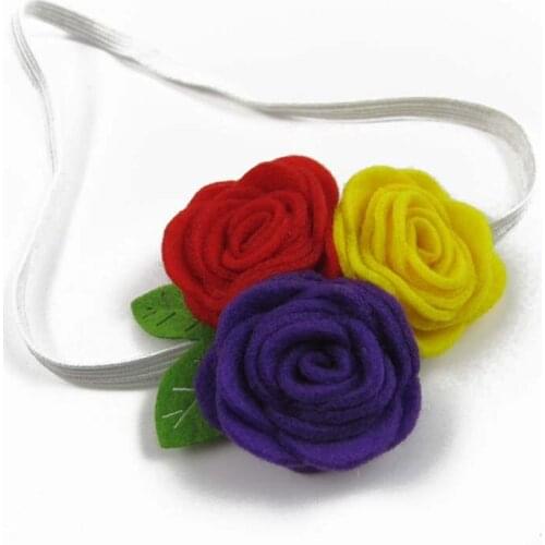 12pcs/lot New newborn headbands felt flowers hair accessories for children rose flower elastic baby girl headbands