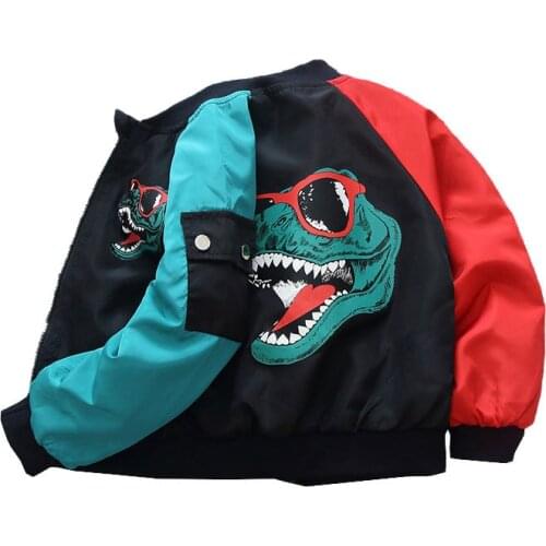 Coat Boy Baby Cardigan Jackets Zipper Trench Outerwear Spring Autumn Kids Casual Clothes Children Dinosaur Printed Outfit Boys