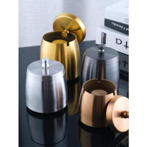 Simple Stainless Steel Ashtray Silver Ashtrays Ash Storage Container Office Desktop Decoration Ornaments Modern Home Decoration