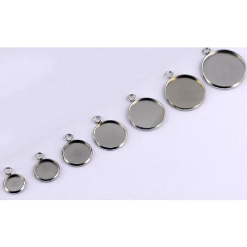Round Stainless Steel Pendant Cabochon Setting Bezel Jewelry Making Component Base 6mm 8mm 10mm 12mm 14mm 16mm 18mm 20mm 25mm