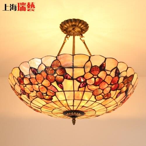 Tiffany Mediterranean style natural shell Pendant Lights lustres night light led lamp floor bar home lighting Free shipping