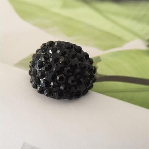 Casual Hematite Color Plating Black Jet Stone Round Ring Bohemia Statement Antique Vintage Thick Jewelry Gift