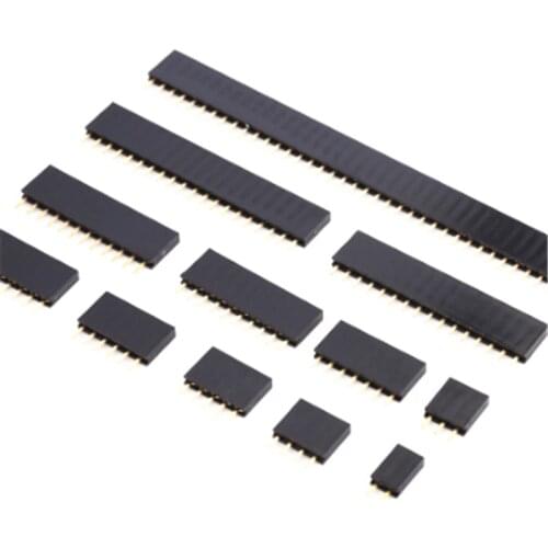 Pitch 2.54mm Pin Stright Female Single Row Pin Header Strip PCB Connector 2/3/4/5/6/7/8/9/10/11/12/13/14/15/16/20/40 Pin