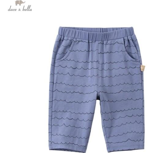 DB16891 dave bella summer baby boys fashion print pockets pants children calf length kids pants infant toddler trousers