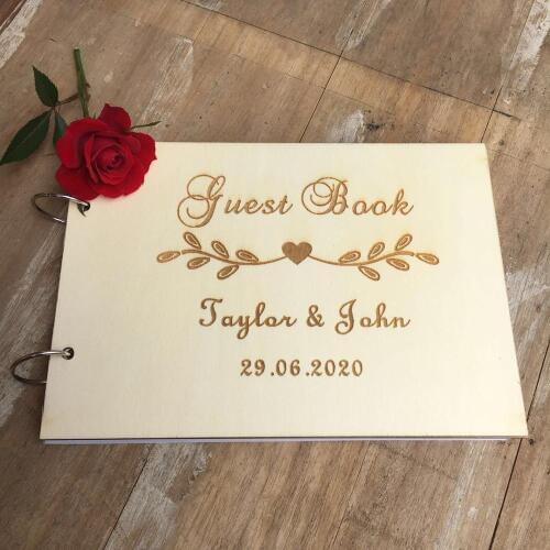 Modern Wedding Guest Book Wooden Wedding Guest Book Wooden Guestbook livre d'or Personalised Guest Book