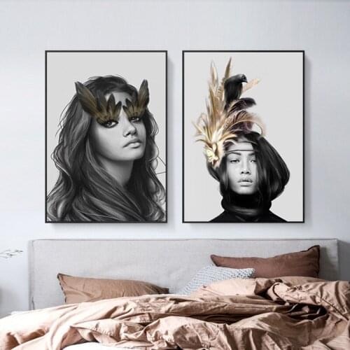 Ancient primitive Woman girl bear Wall Art Canvas Painting Poster Print Modern Minimalist Picture for Living Room Home Decor