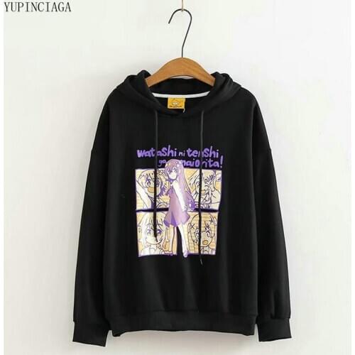 Womens Print Funny Hooded Sweatshirt Harajuku Kawaii Hoodies 2020 Autumn Japan style Sweatshirts Loose Cotton Tracksuit
