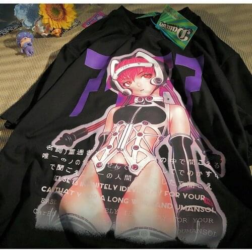 Cartoon Oversized y2k Anime Streetwear Printed loose Short-sleeved Shirt Womens Summer T-Shirt Kawaii graphic tops for girls