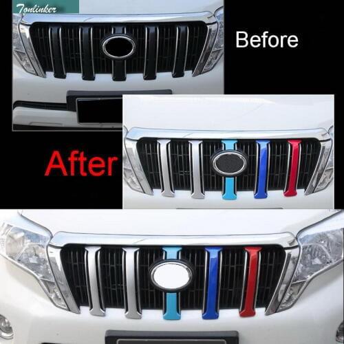 Tonlinker Cover Case Stickers for TOYOTA Prado 2014-17 Accessories 6PCS Car Styling ABS Exterior Part Racing Grills stickers