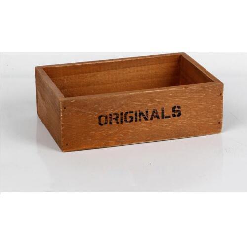 Solid Wood Retro Grocery Store Rectangular Wooden Debris Desktop Stationery Storage Boxes Candy Box Wedding Party Decoration