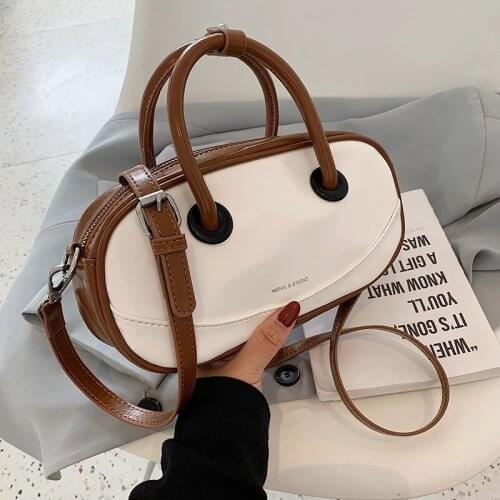 Vintage Round Tote bag 2021 Summer New High-quality PU Leather Womens Designer Handbag Luxury brand Shoulder Messenger Bag
