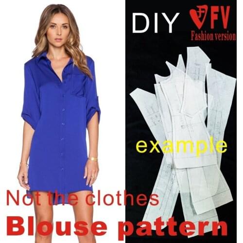 Ladies Long Style Casual Loose Shirt Pattern 1:1 Garment Cutting Drawing BCY-35