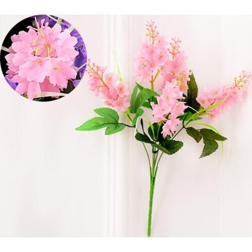 1 Bunch Provence Artificial Flower Purple Fake Lavender Bridal Bouquet Green Silk Leaf Home Party Wedding Christmas Decorations