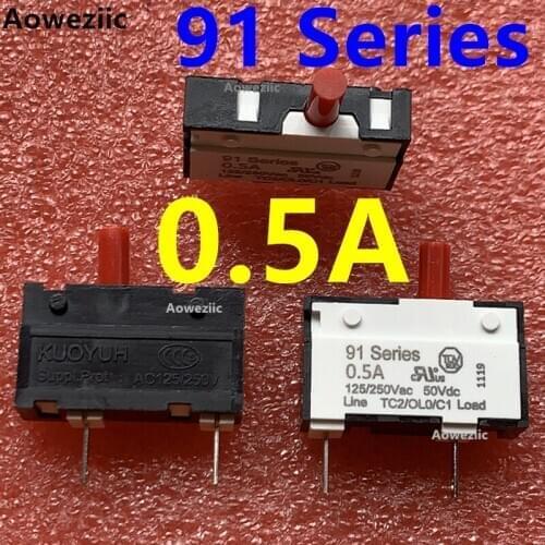 2Pcs 91 Series 0.5A 125V/250VAC 50VDC KUOYUH Overcurrent protector short circuit overload switch fuse Protection switch