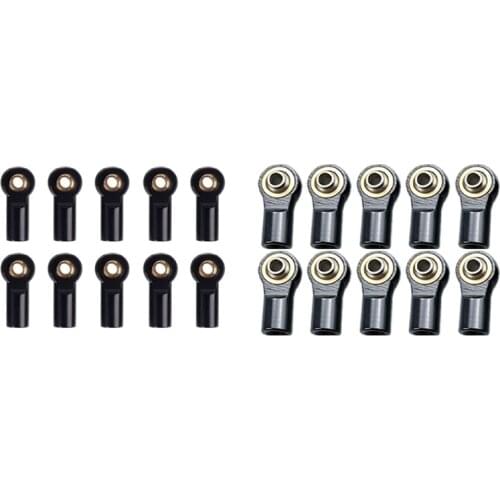 20Pcs Metal M3 /M4 Link Tie Rod End Ball Joint for 1/10 RC Car Crawler AXIAL SCX10 D90 D110 Tamiya CC01,Black