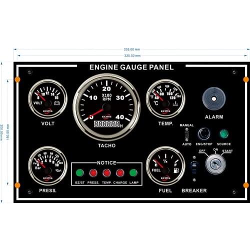 200*220mm 8-32V 4K RPM Marine Gauge Panel Boat Instrument Panel Boat Dashboards