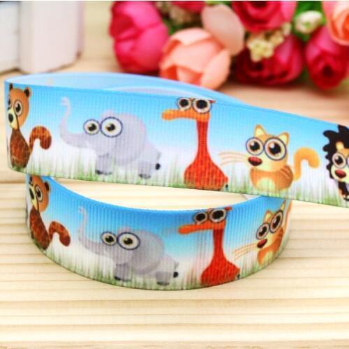7/8'' Free shipping cartoon animals printed grosgrain ribbon hair bow headwear party decoration wholesale OEM 22mm H4743