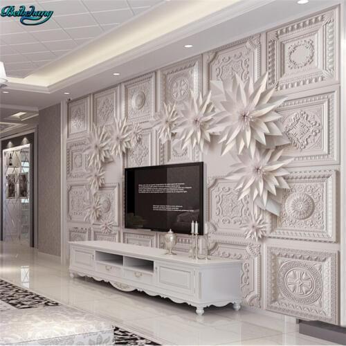 Beibehang Large custom wallpapers exquisite European embossed brick wall flowers TV wall decoration