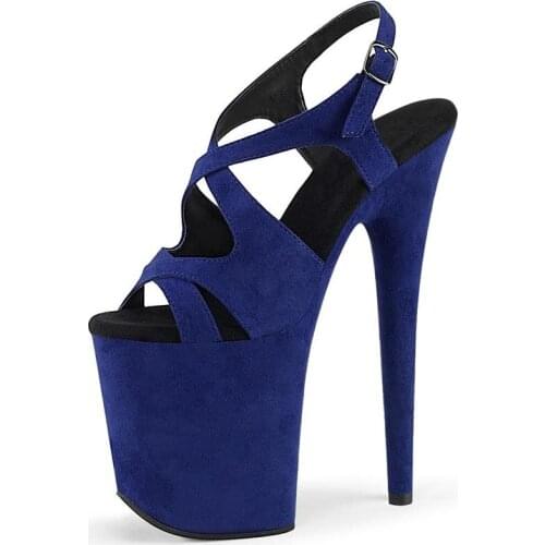 20CM New Flock Sexy Fetish Full Dress Stripper Heels Nightclub Platform Sandals Open Toe Pole Dance Shoes Party High Model Women